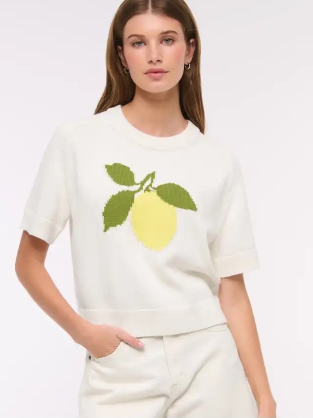 BOGO! Abercrombie Madeline Lemon Cotton Crew Sweater Tee Size Small